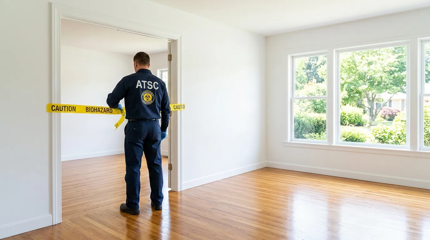 Certified biohazard cleanup crew performing Decomposition Cleanup in Taylor